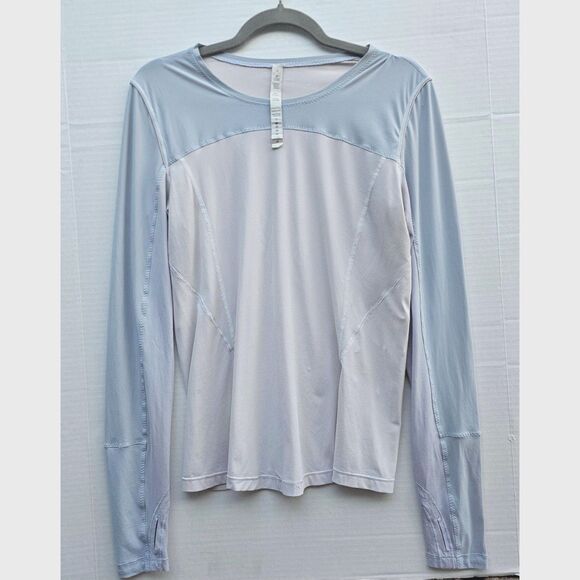 Lululemon Run Top Long Sleeve | Sz 8 | Grey & Blush Pink, Mesh,  Has Flaw= DEAL - Picture 1 of 7